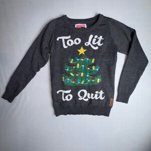 Tipsy Elves Sweater Women's Small Too Lit to Quit Ugly Christmas Sweater Party